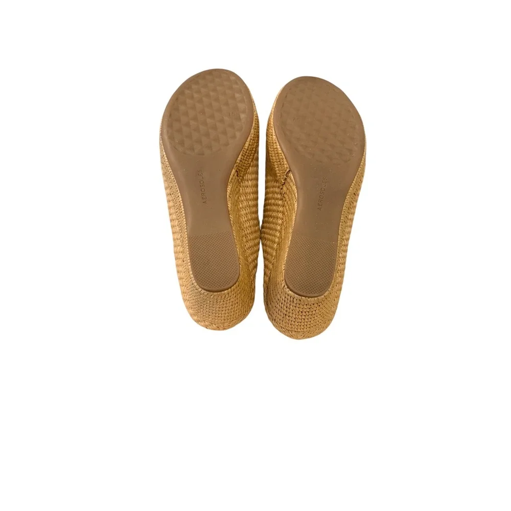 Aerosoles‎ Cafe Basket Raffia Wedge Sandals Natural Tan Women Runs Big 7.5M/8.5M
